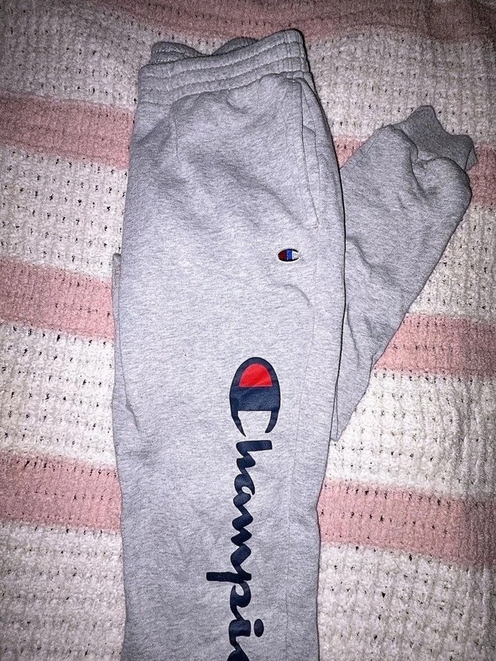 Champion Script Logo Fleece Joggers Gray